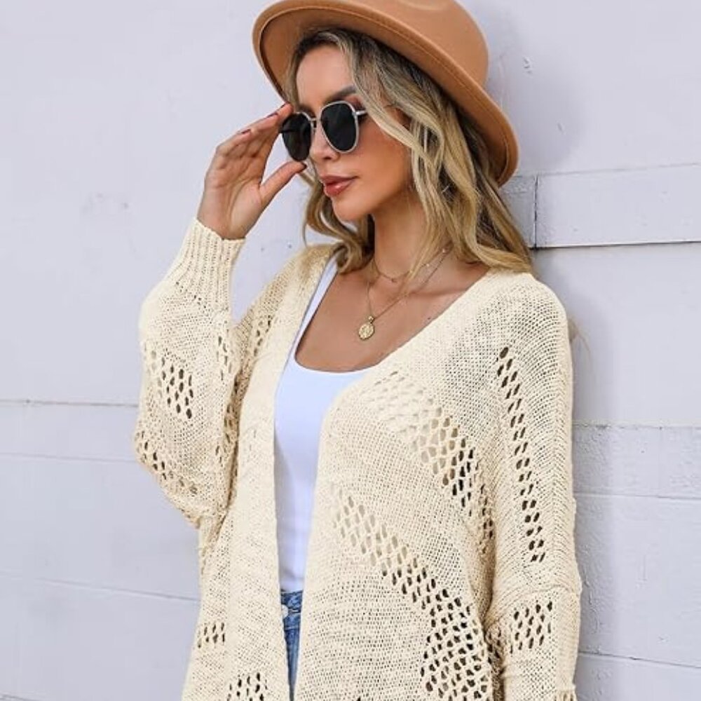 New Sand Open-Knit Cardigan